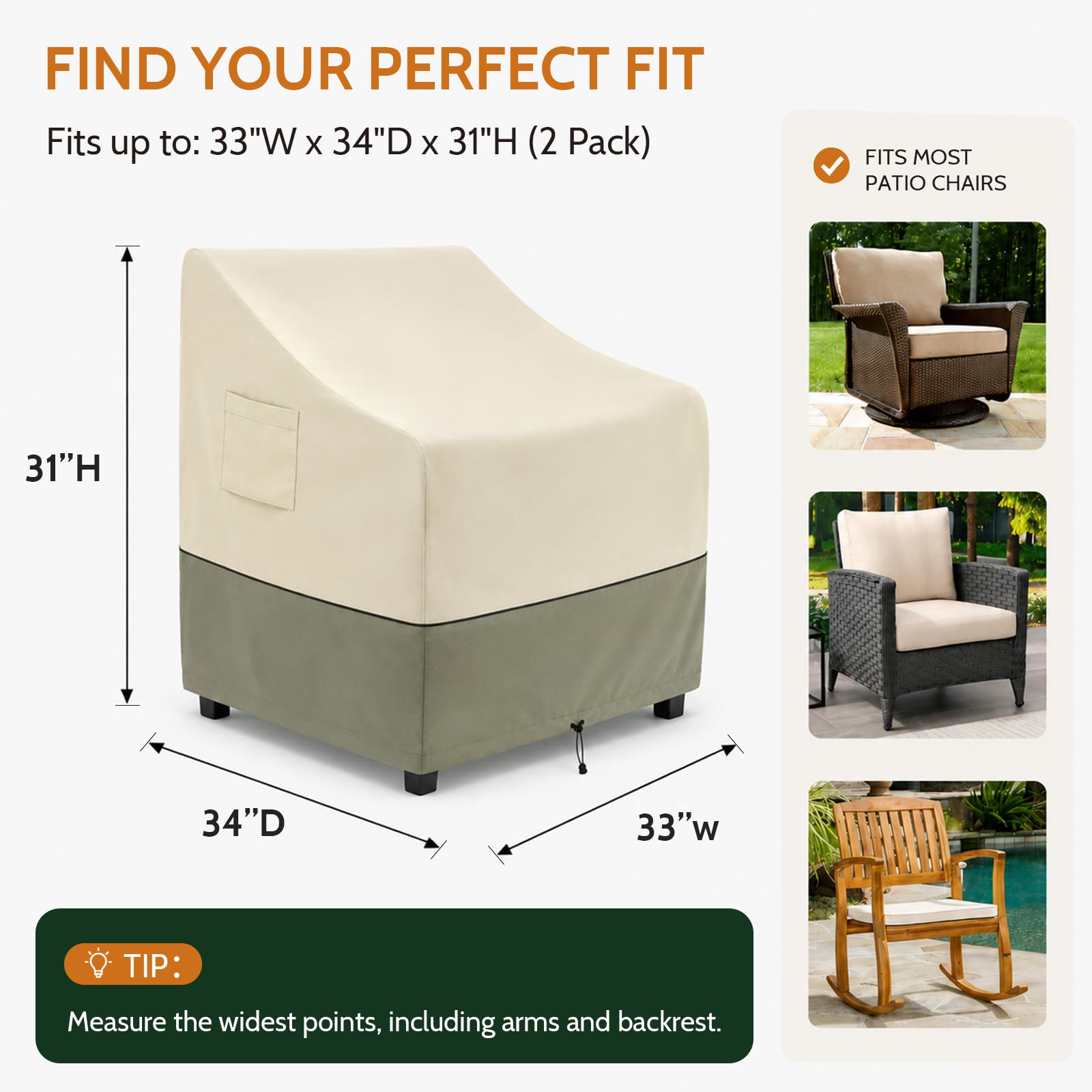COSFLY chair cover with drawstring and buckle straps