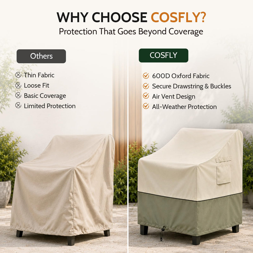 COSFLY chair covers secured with buckle straps