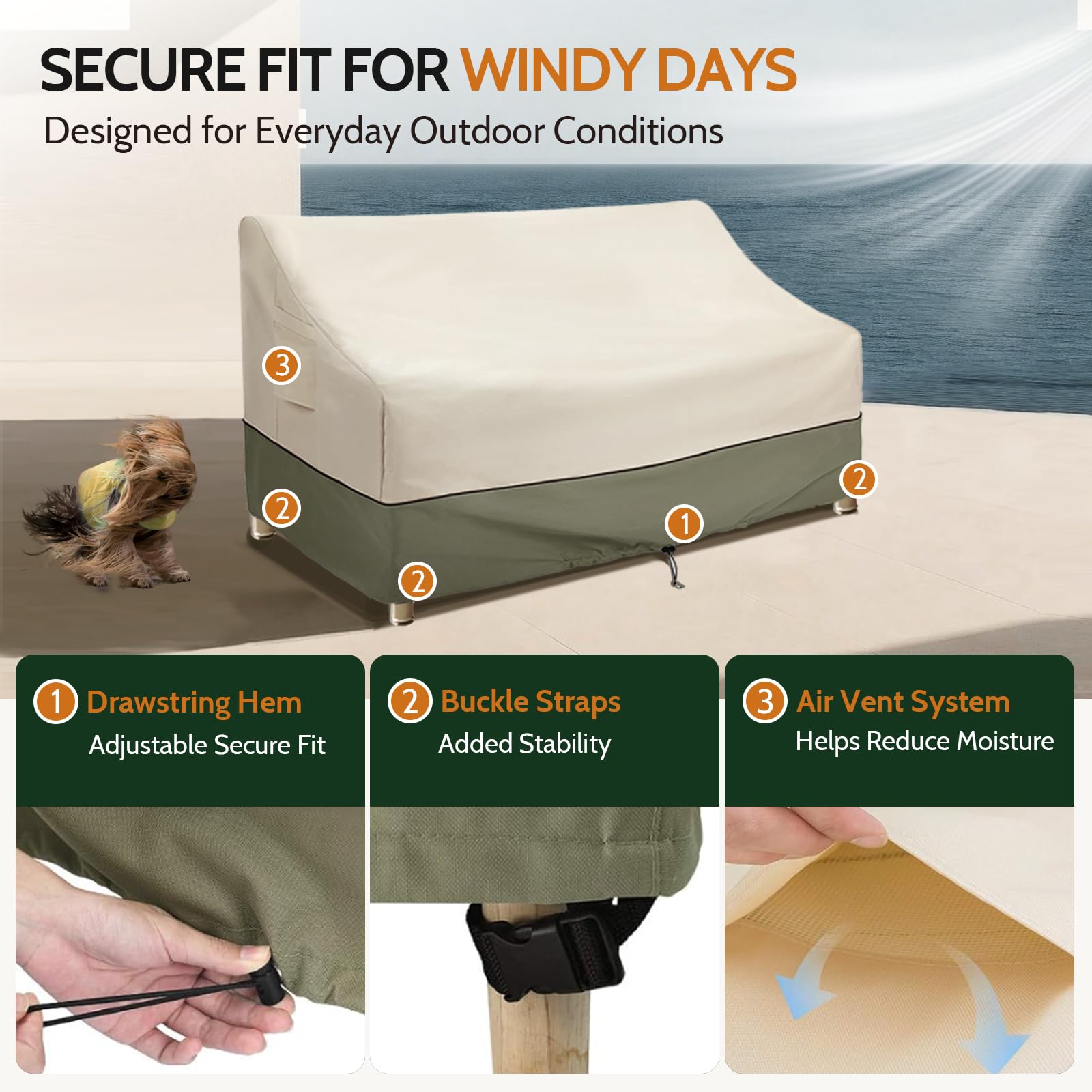COSFLY Patio Cover showing air vents for ventilation