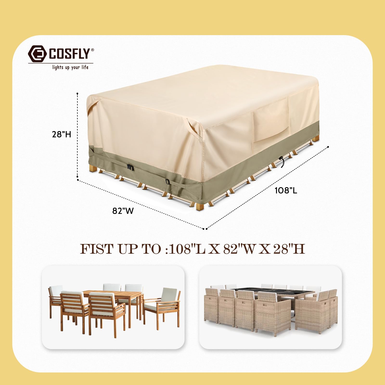 COSFLY patio furniture cover 600D Oxford material close-up