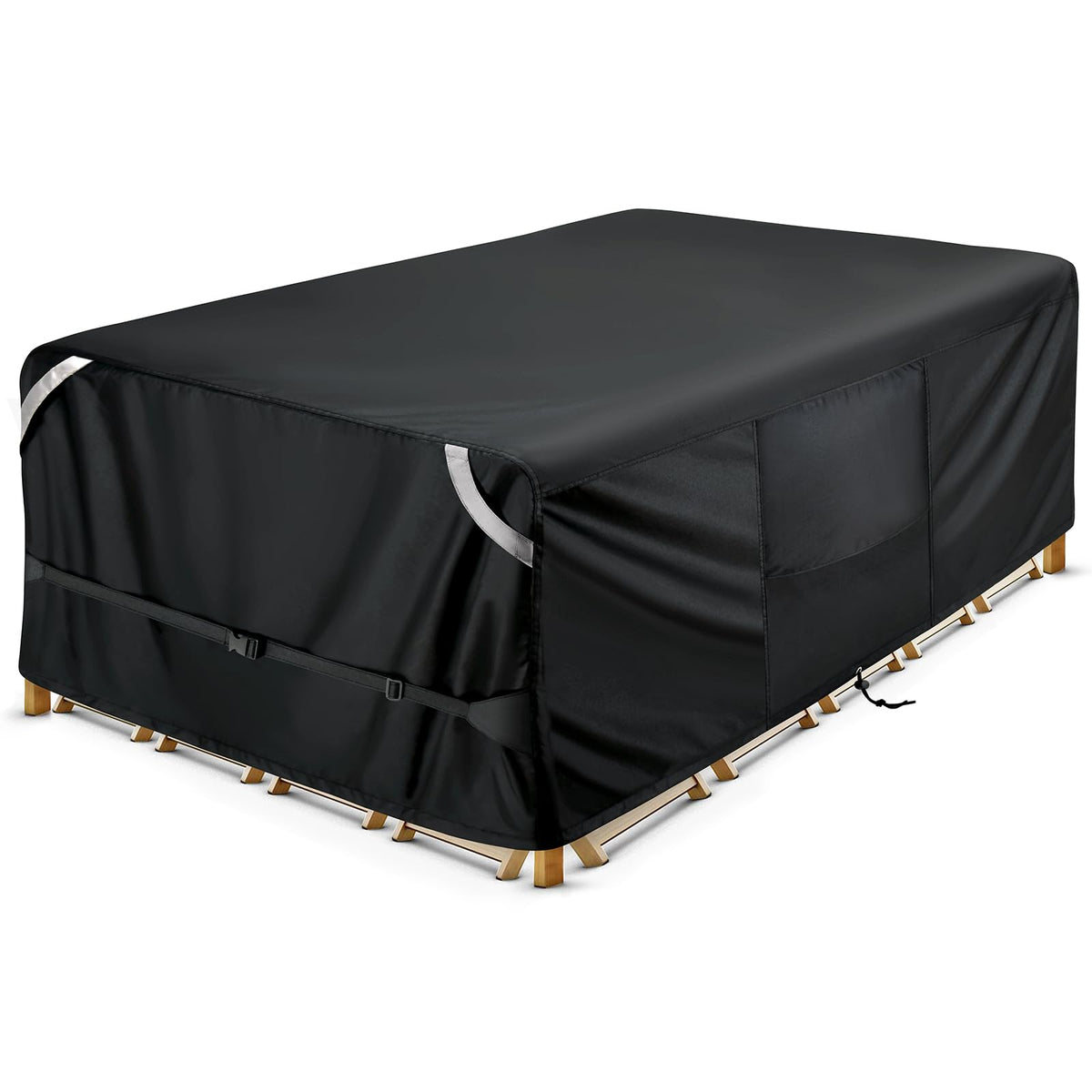 COSFLY Patio Furniture Cover front view with dimensions 108"L x 82"W