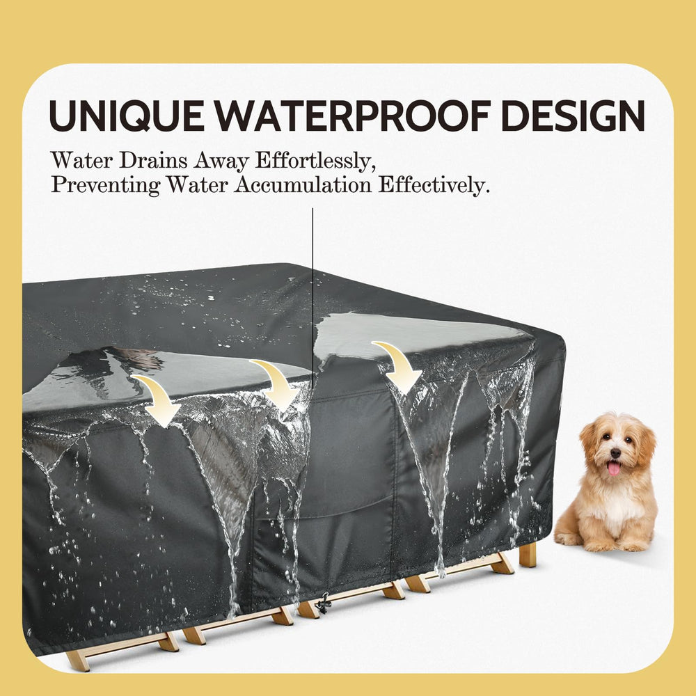 COSFLY Patio Furniture Cover showing air vents for breathability
