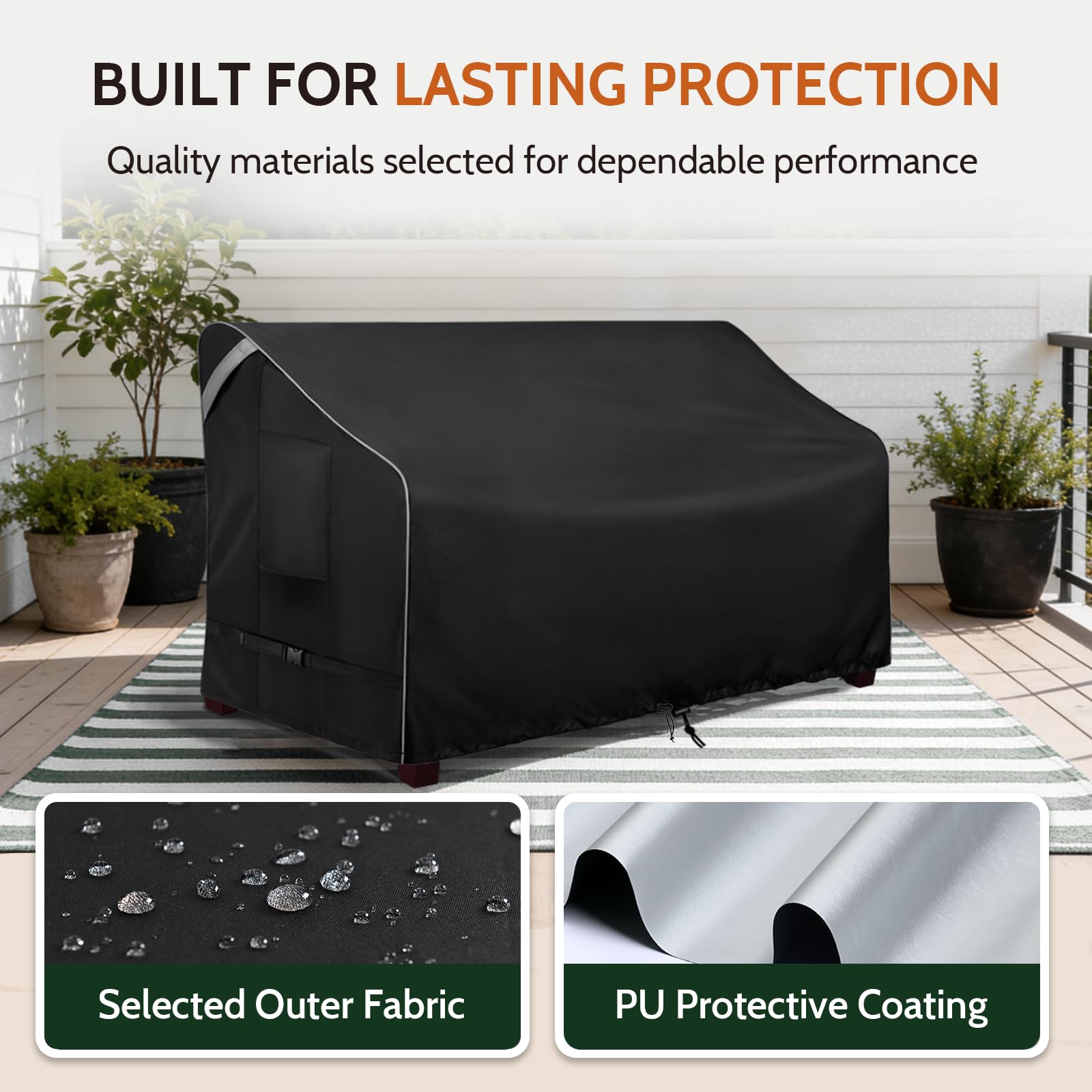 COSFLY Patio Furniture Cover side view with buckle straps