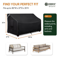 COSFLY Patio Sofa Cover dimensions 85W x 37D x 35H