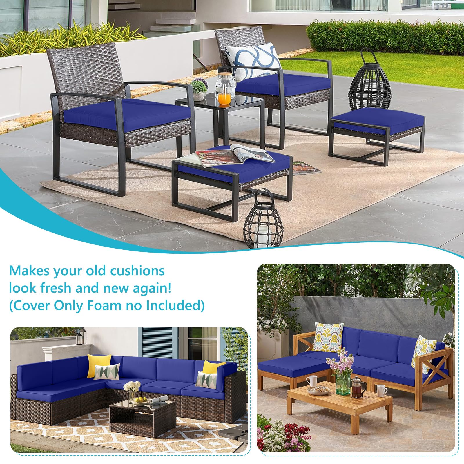 COSHNIBI Cushion Covers Navy Blue set of four