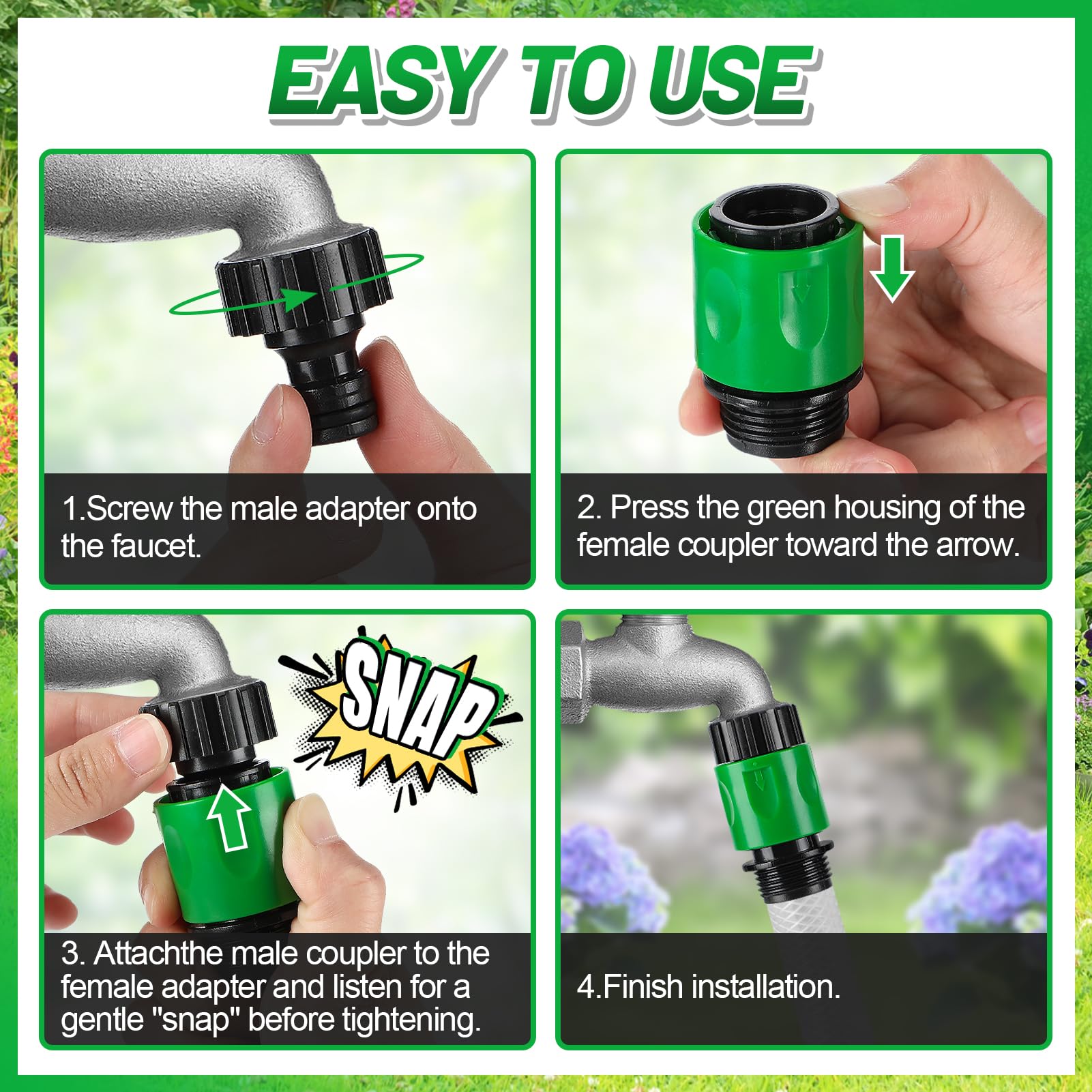 Cosweet garden hose connectors in green colour
