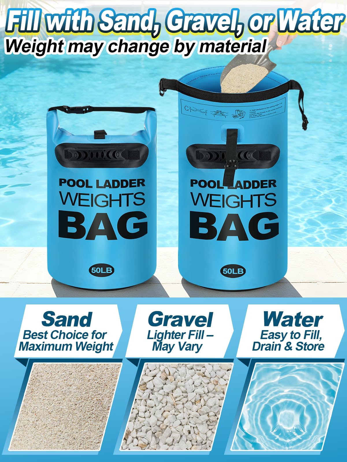 Cosweet pool ladder weights on pool steps for stability