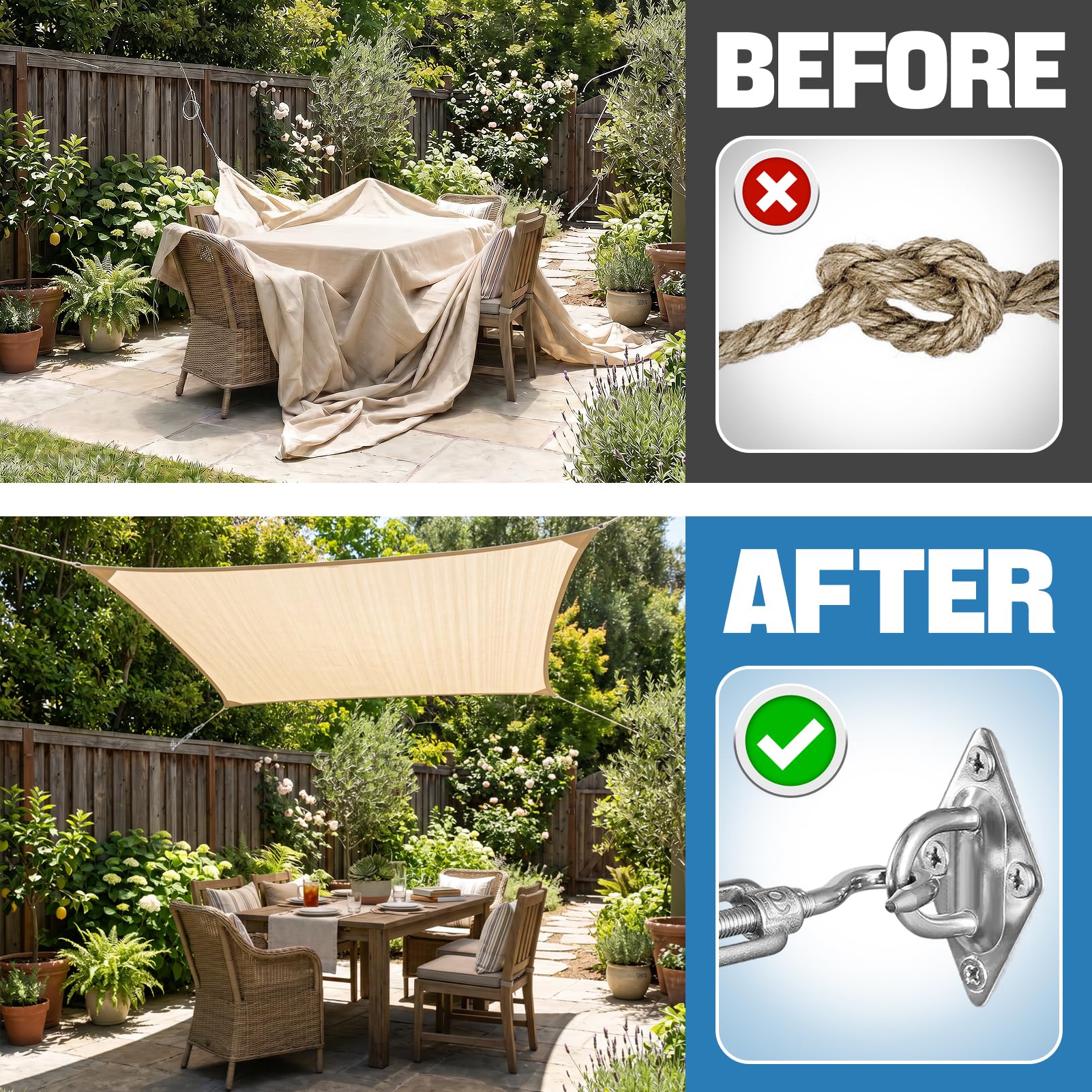 Cosweet stainless steel parts against a garden background