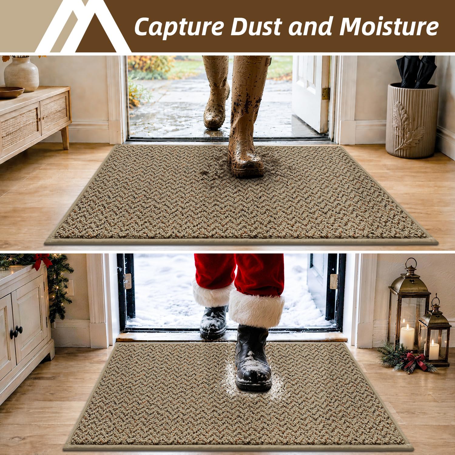 COSY HOMEER Dirt Trapper Door Mat back view with non-slip TPR backing