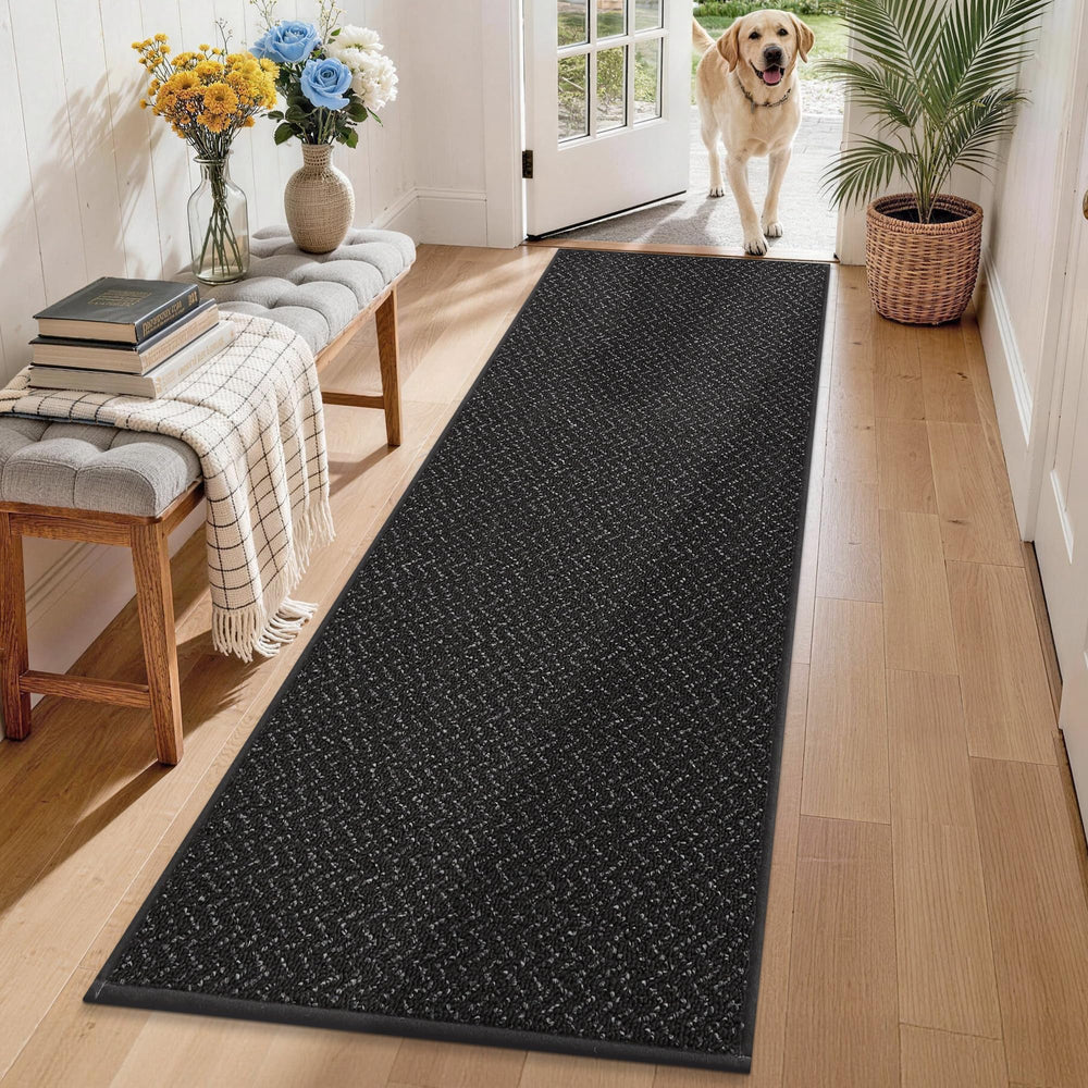COSY HOMEER Hallway Runner Rug 2'x8' Black front view