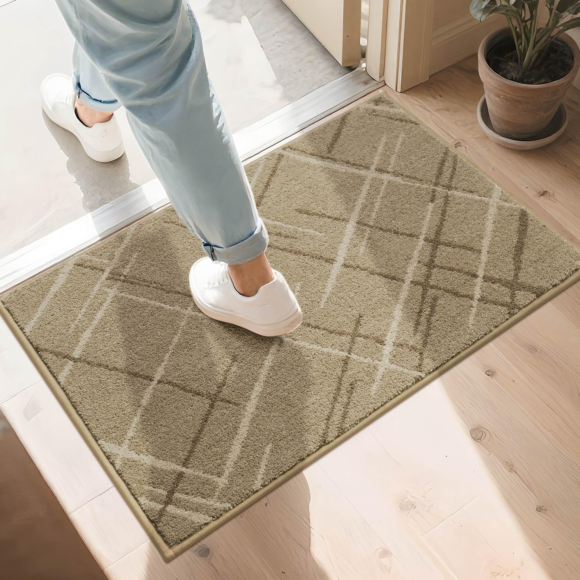 COSY HOMEER Low Profile Non-Slip Doormat beige front view
