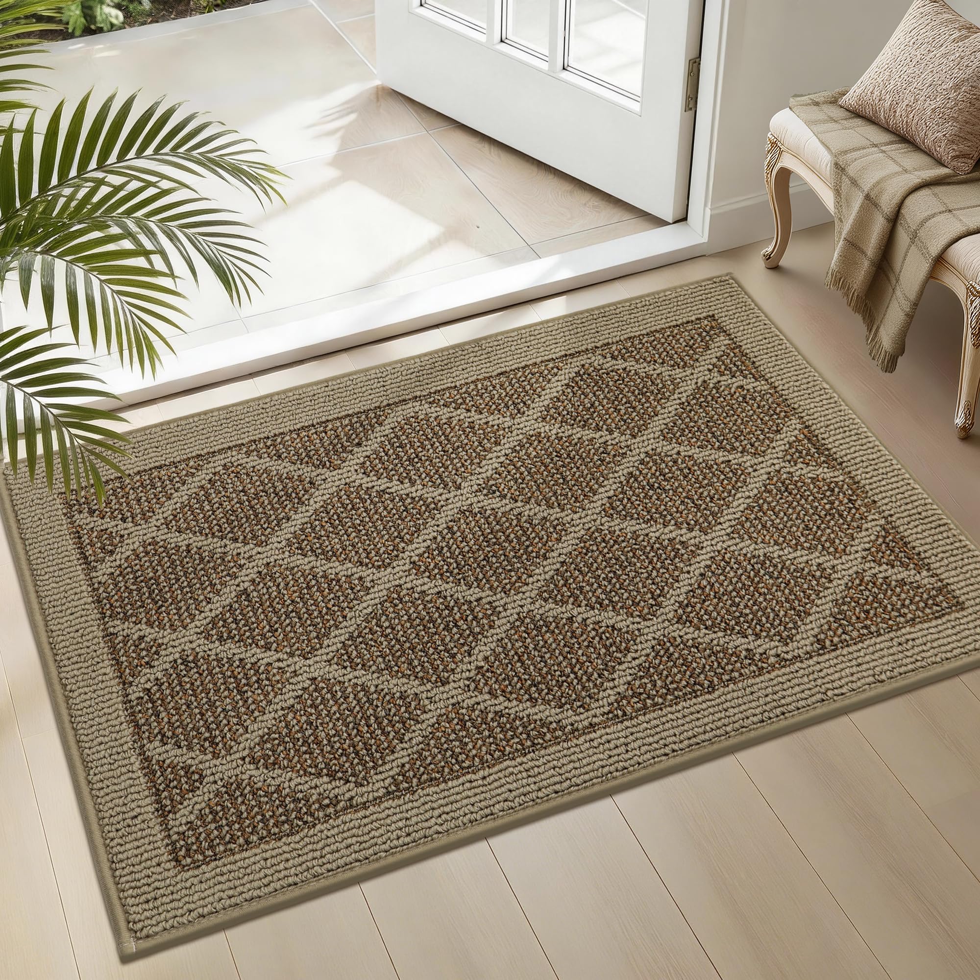 COSY HOMEER Non-Slip Door Mat 20"x32" beige front view