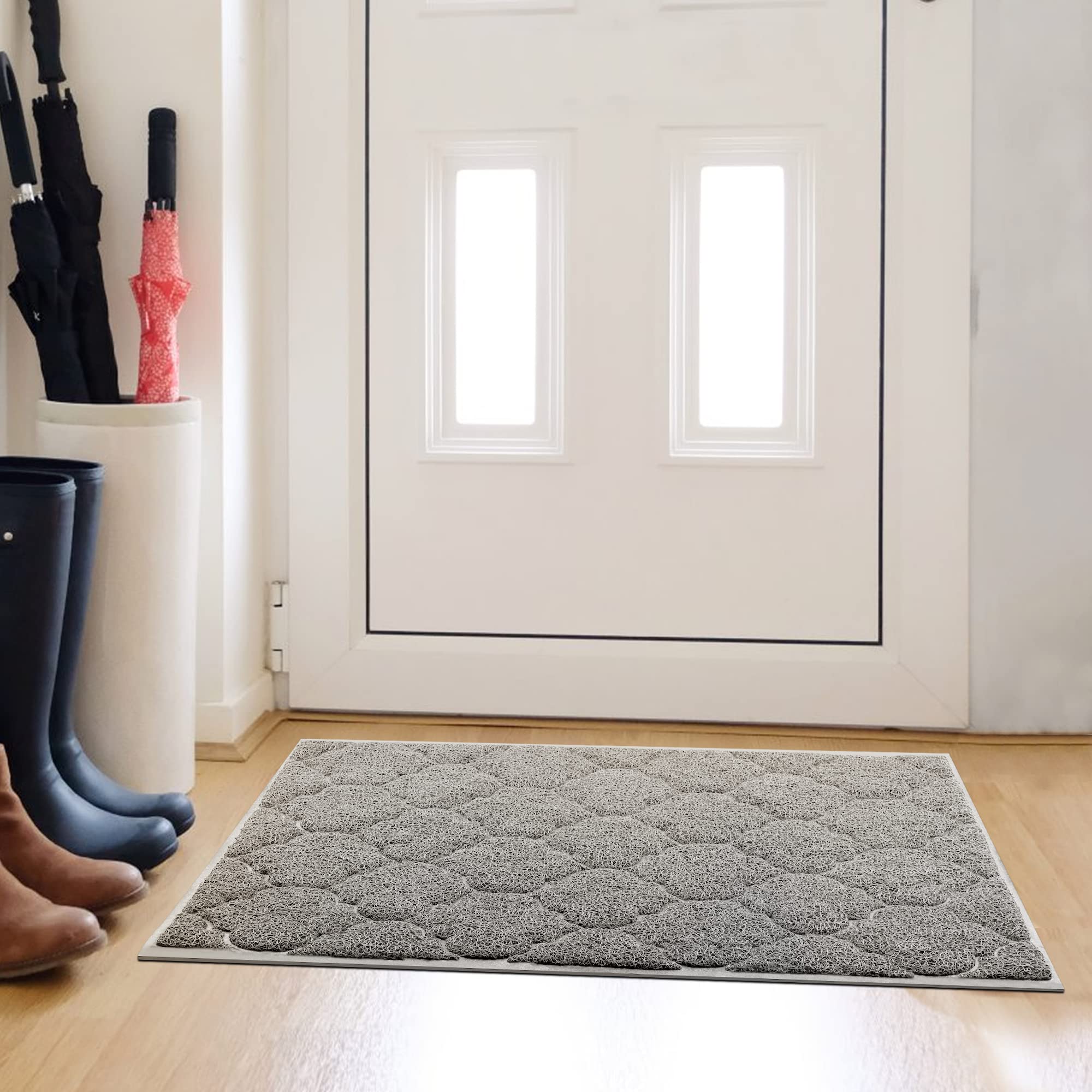 Cosyearn Door Mat 24x36 Grey back view with anti-slip backing