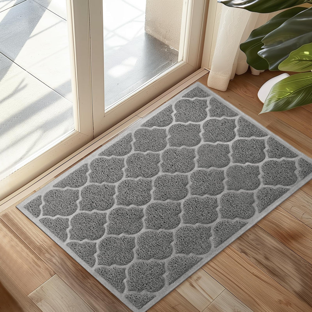 Cosyearn Door Mat 24x36 Grey front view on entryway