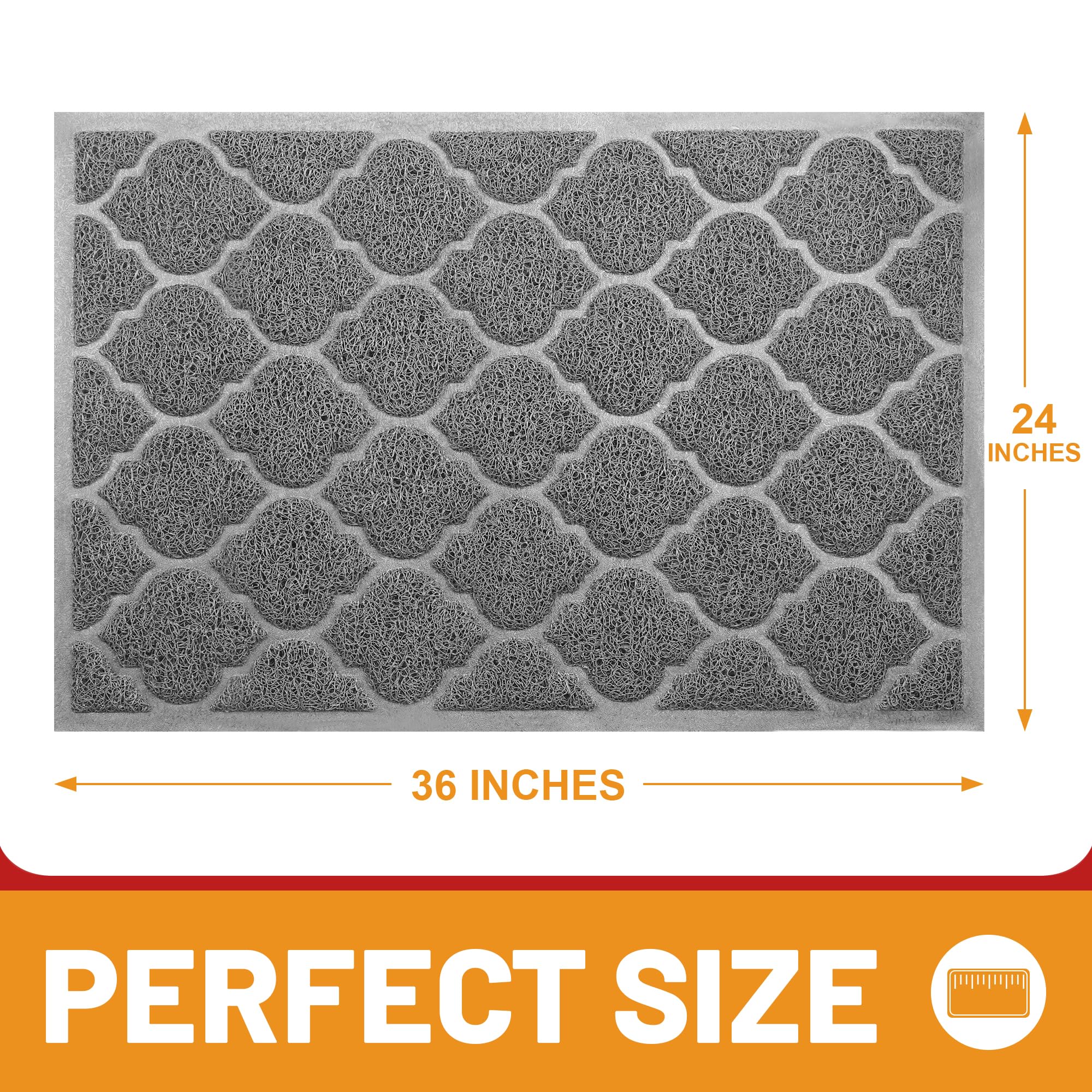 Cosyearn Door Mat 24x36 Grey showing mesh design