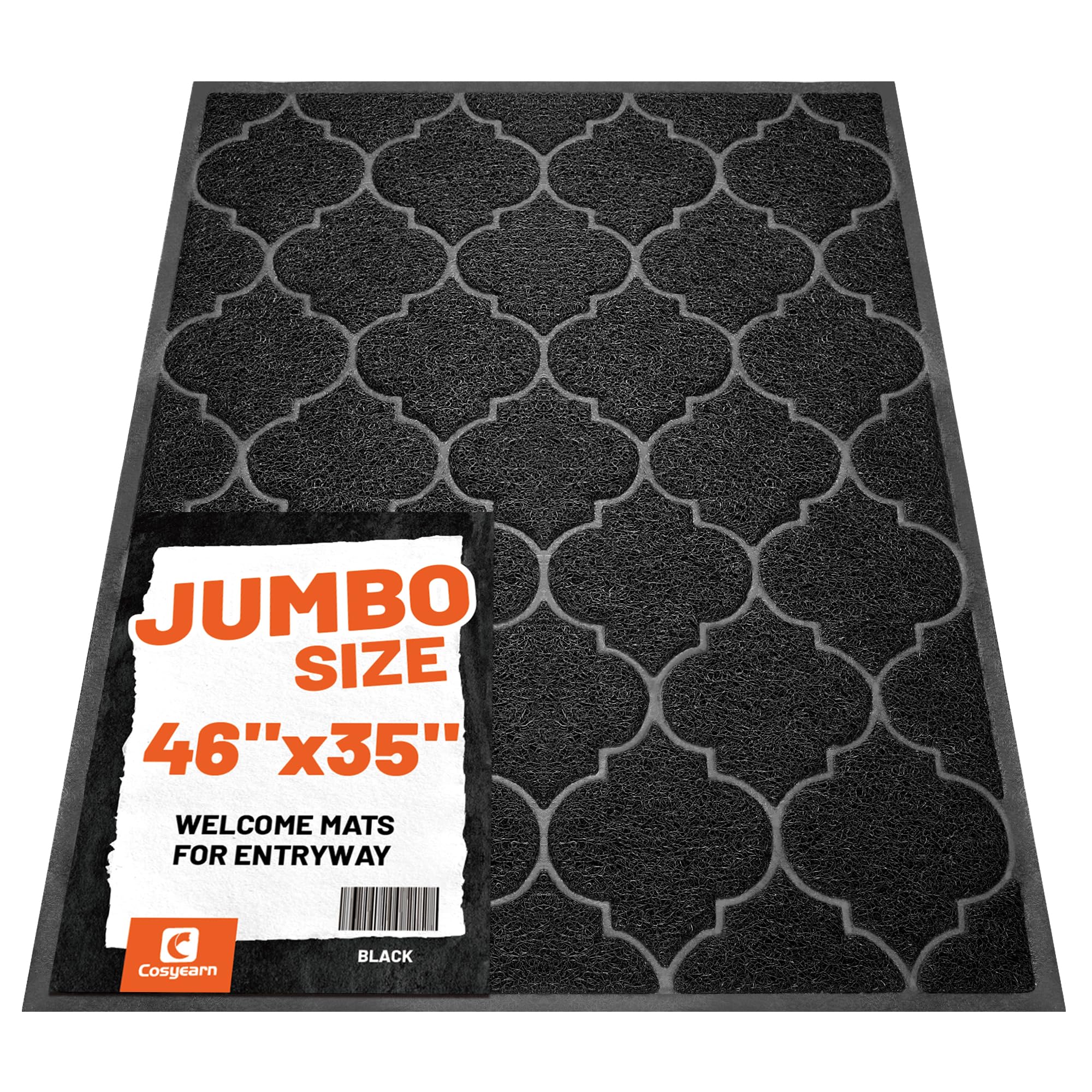 Cosyearn Door Mat 46x35 inches black front view
