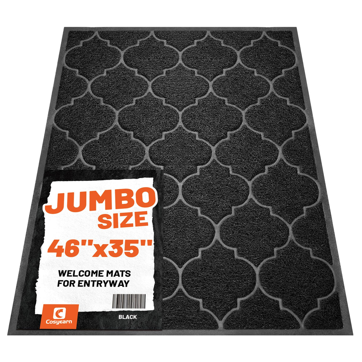 Cosyearn Door Mat 46x35 inches black front view