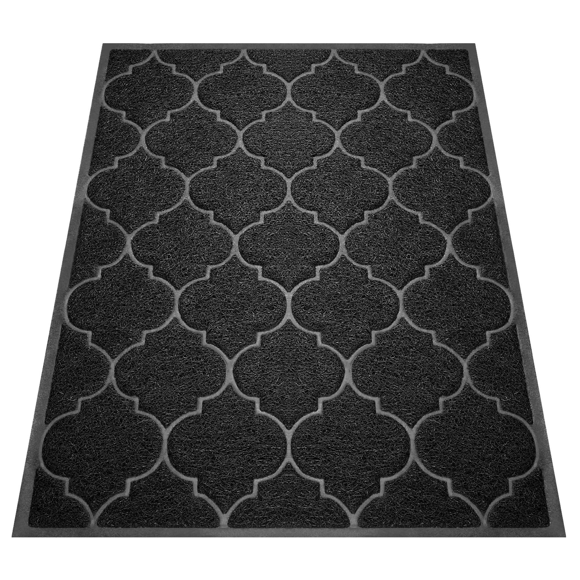Cosyearn Door Mat 46x35 inches black showing cleaning process