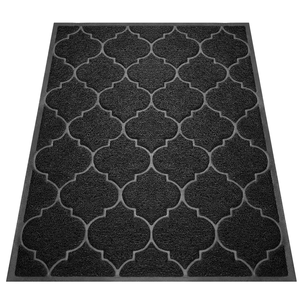 Cosyearn Door Mat 46x35 inches black showing cleaning process