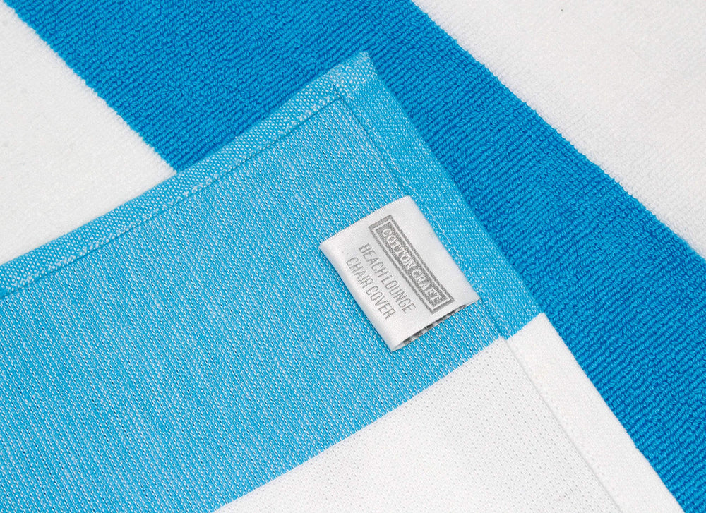 COTTON CRAFT Aqua Cabana Stripe Lounge Chair Cover detail close-up