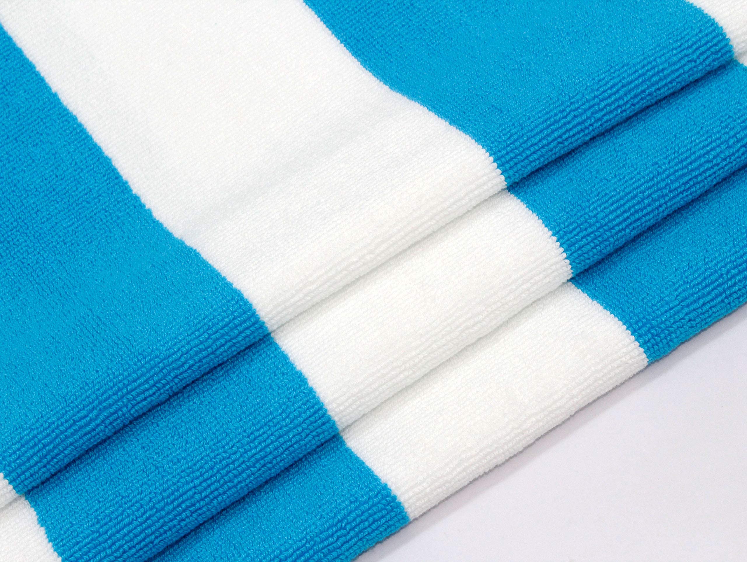 COTTON CRAFT Aqua Cabana Stripe Lounge Chair Cover displayed outdoors