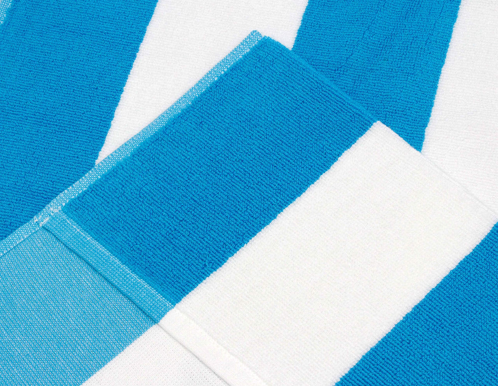 COTTON CRAFT Aqua Cabana Stripe Lounge Chair Cover rolled up