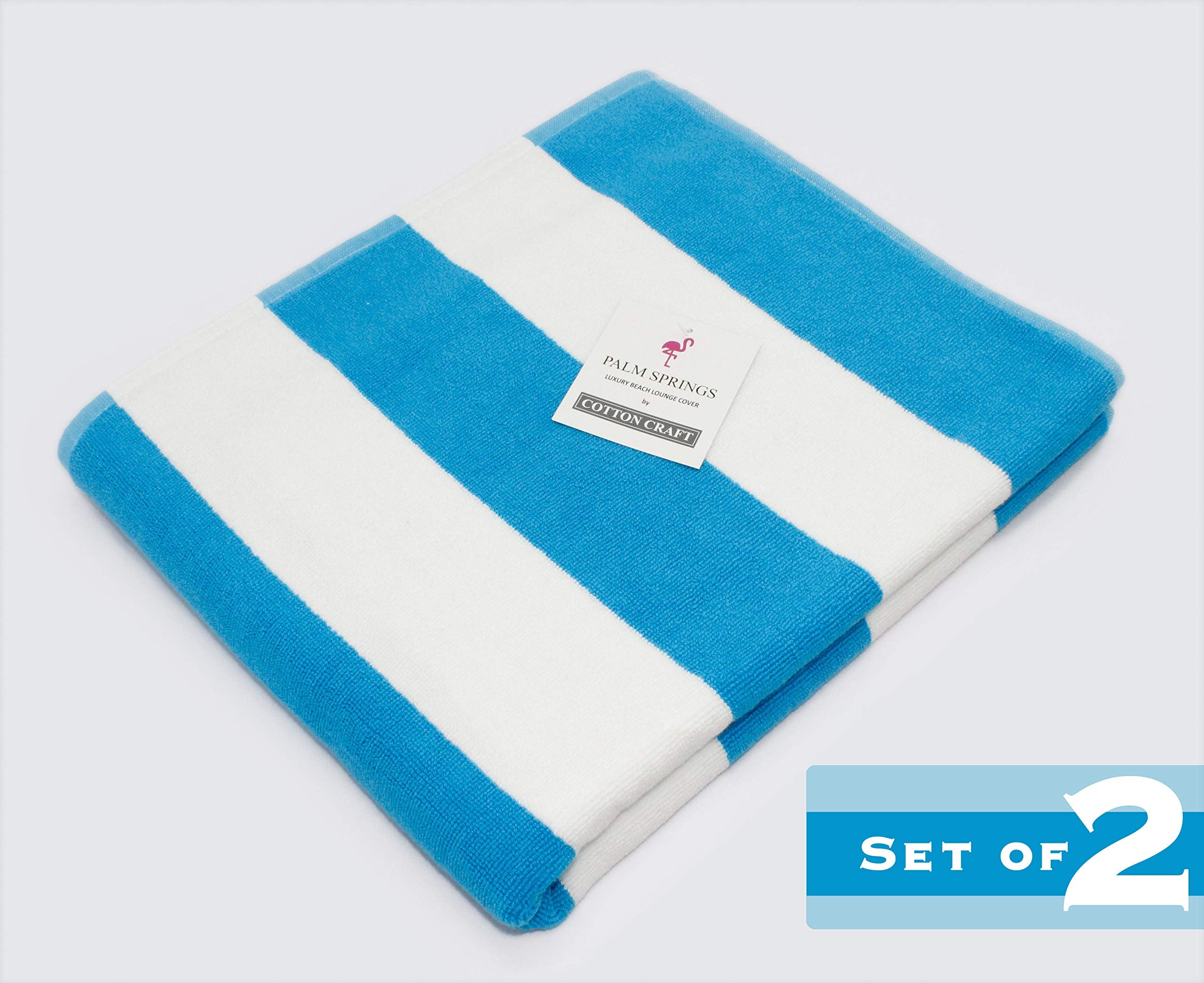 COTTON CRAFT Aqua Cabana Stripe Lounge Chair Cover side view