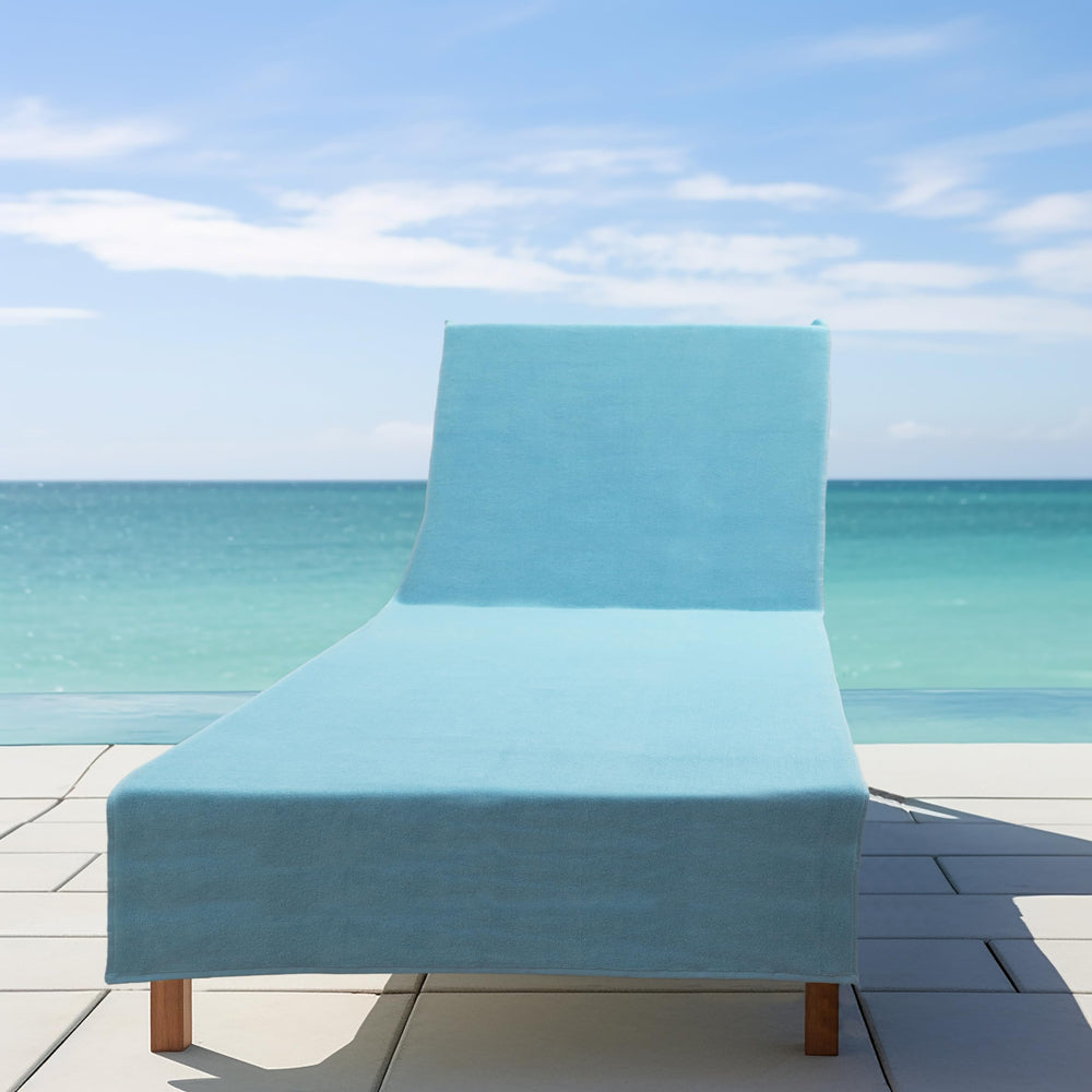 COTTON CRAFT Pool Lounge Chair Cover Blue close-up showing fabric texture