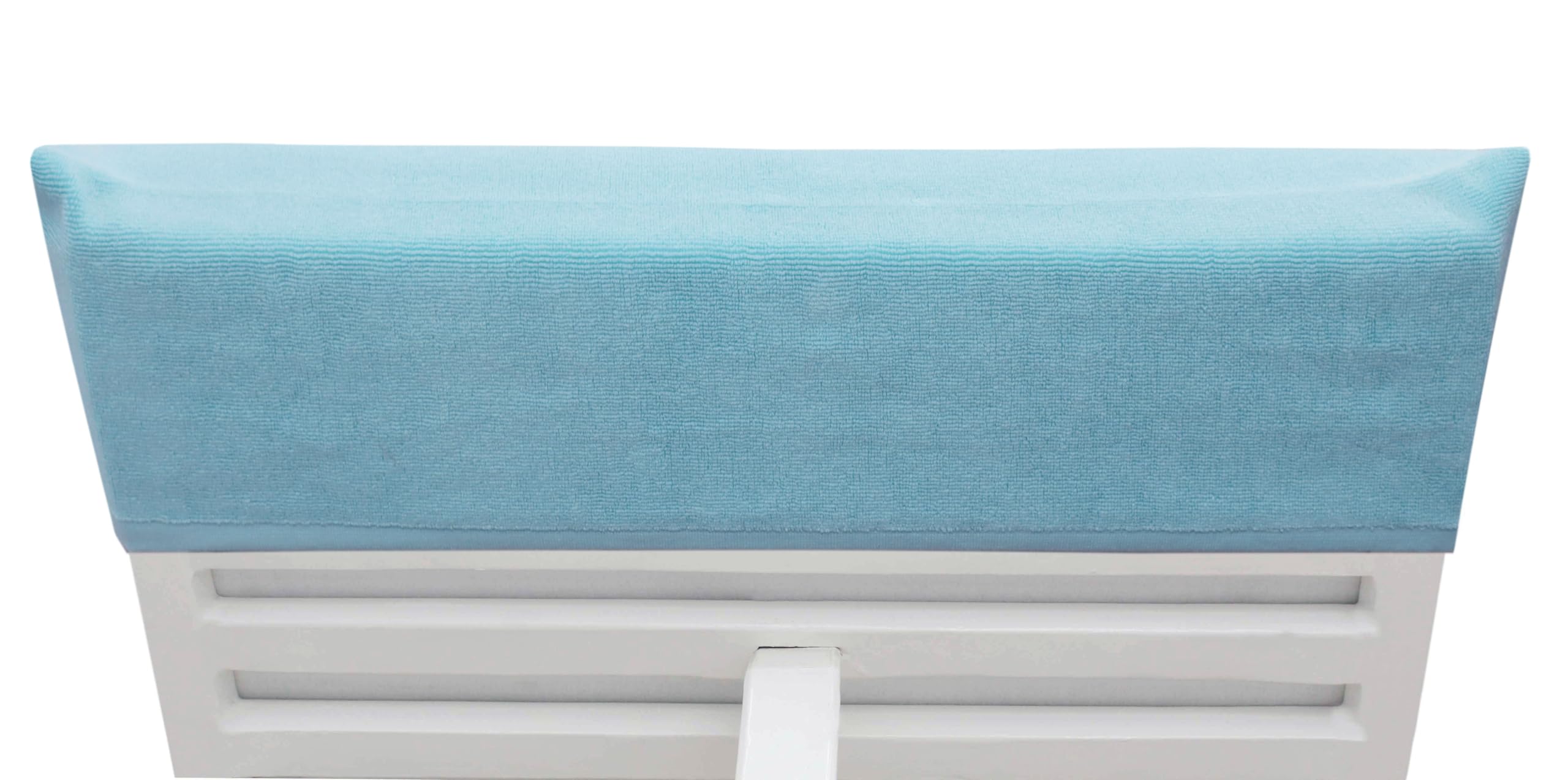 COTTON CRAFT Pool Lounge Chair Cover Blue in a sunny backyard setting