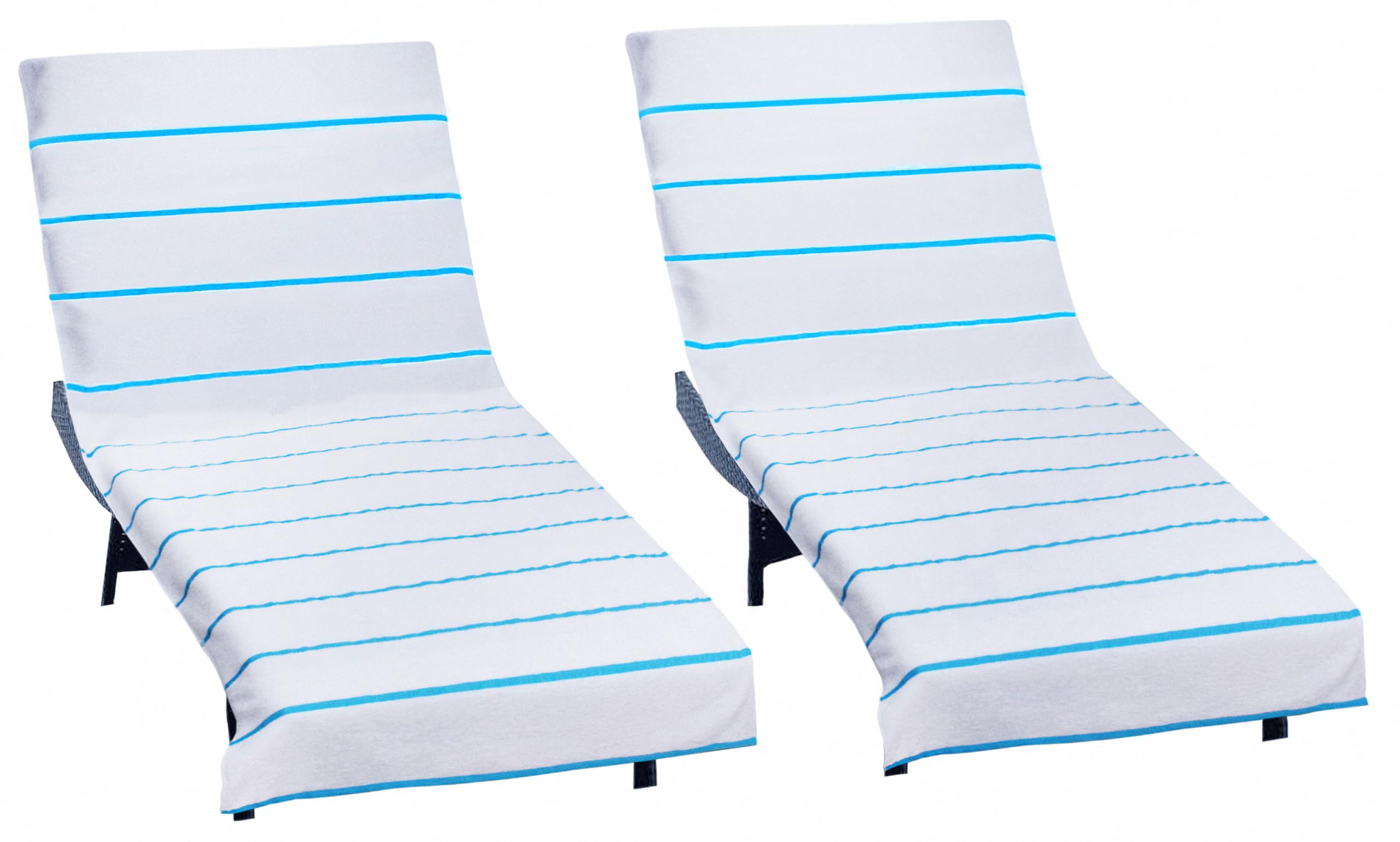 COTTON CRAFT Pool Lounge Chair Cover front view in Aqua Stripe