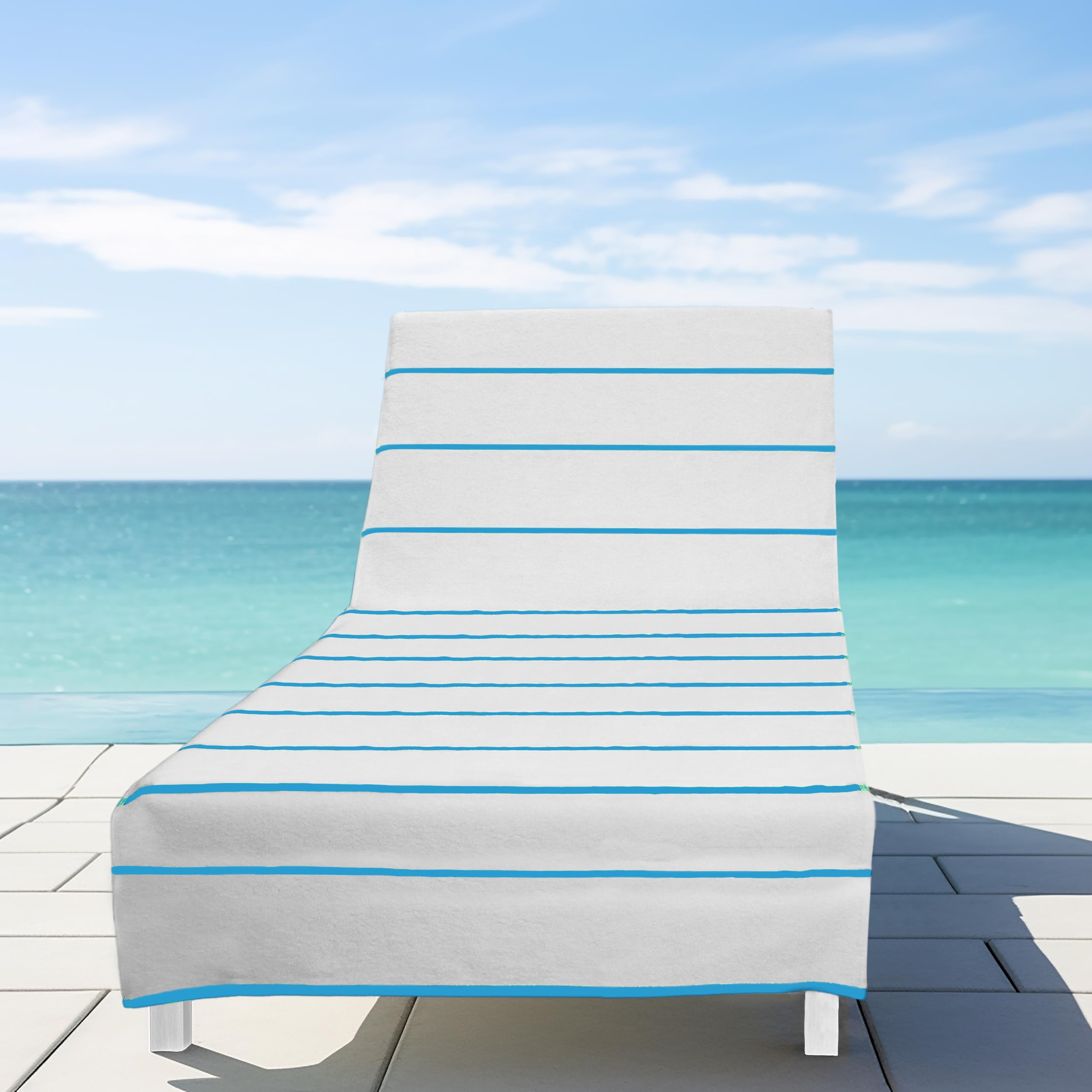 COTTON CRAFT Pool Lounge Chair Cover laid out on a lounge chair