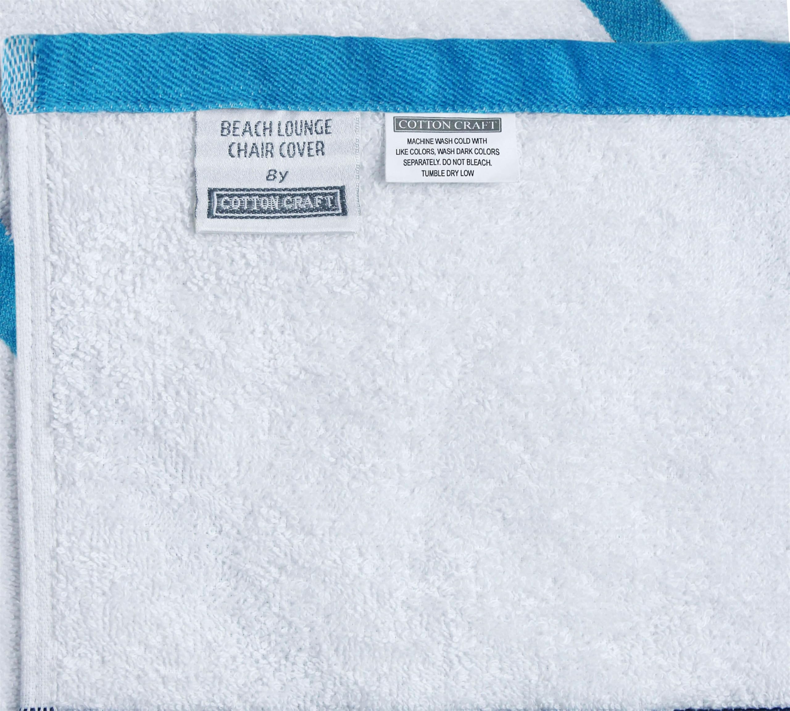 COTTON CRAFT Pool Lounge Chair Covers set of two in Aqua Stripe
