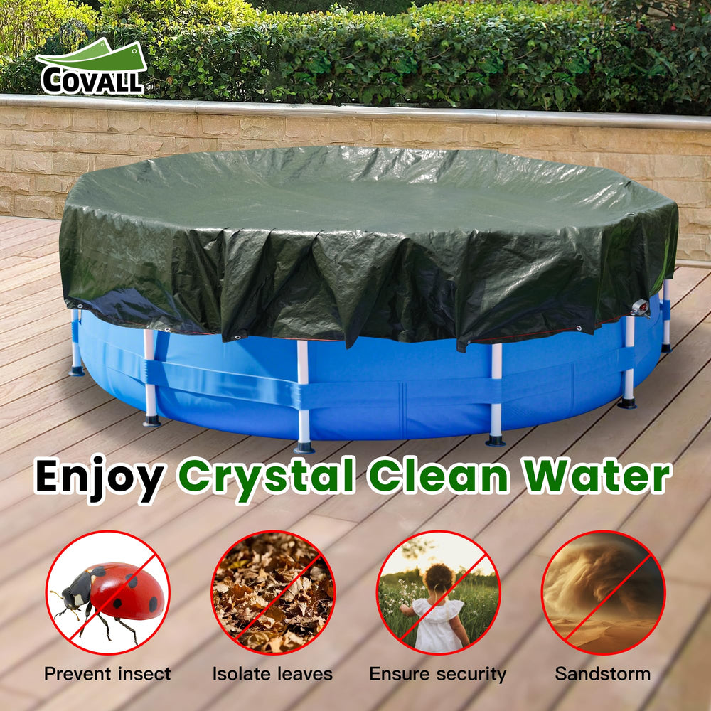 Covall pool cover dimensions and specifications on packaging