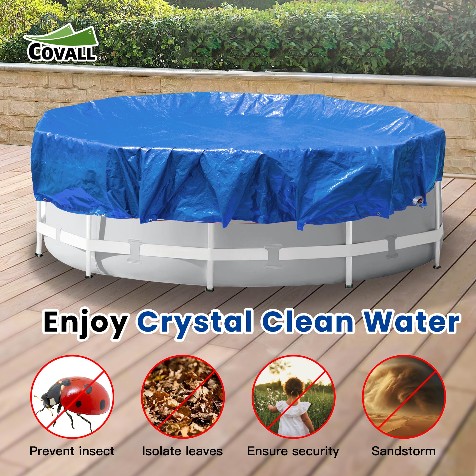 Covall pool cover in storage, folded neatly