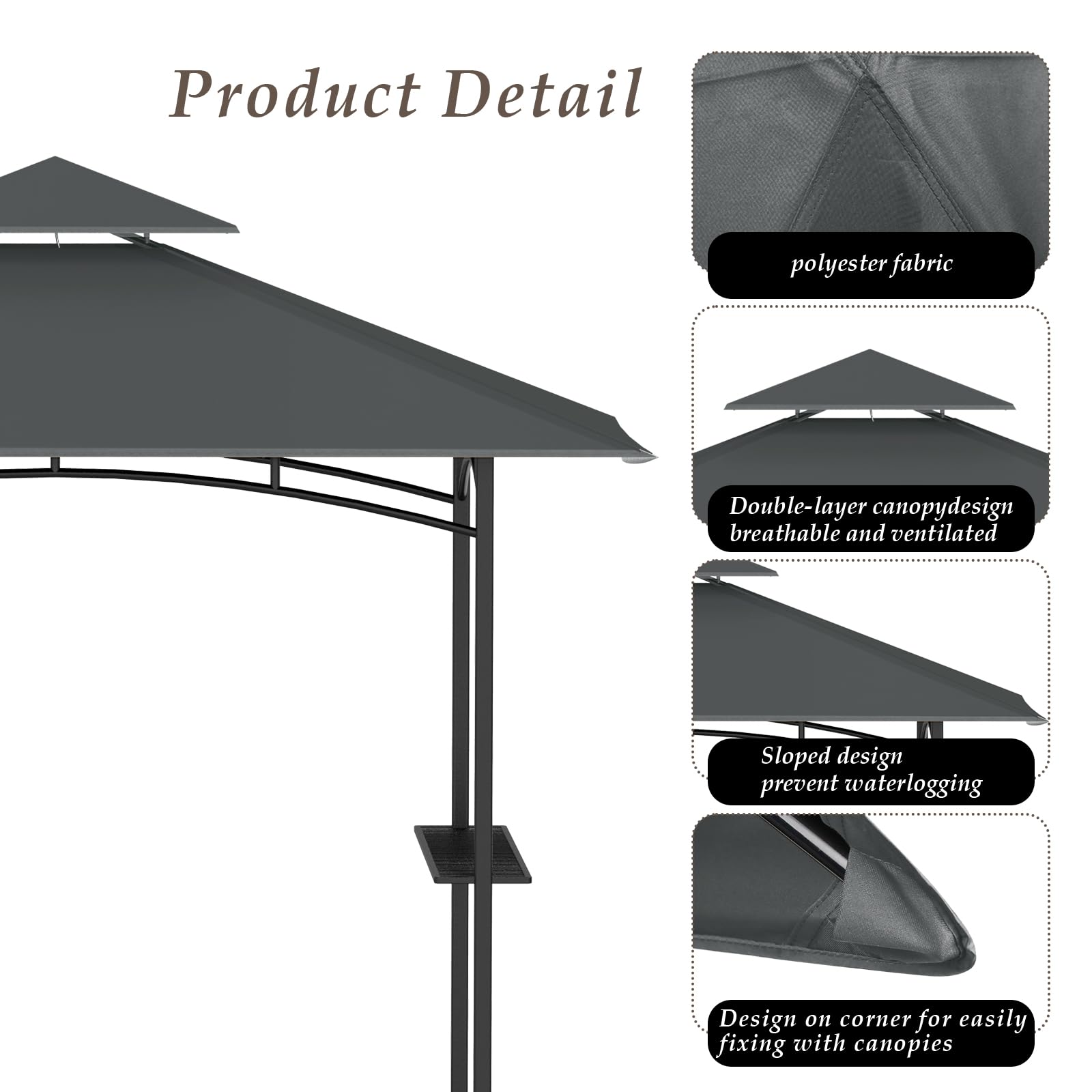 COVBOARD 5' x 8' canopy installed on L-GG001PST-F gazebo
