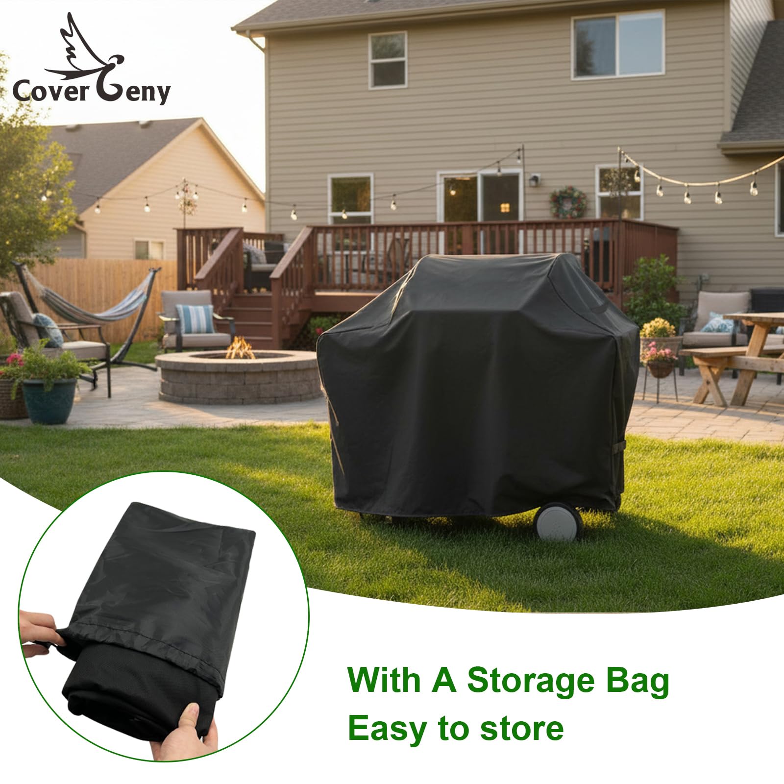 Cover Geny BBQ Grill Cover dimensions displayed