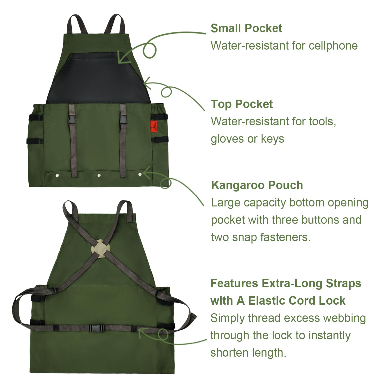 Cover Geny Gardening Apron displayed on a patio