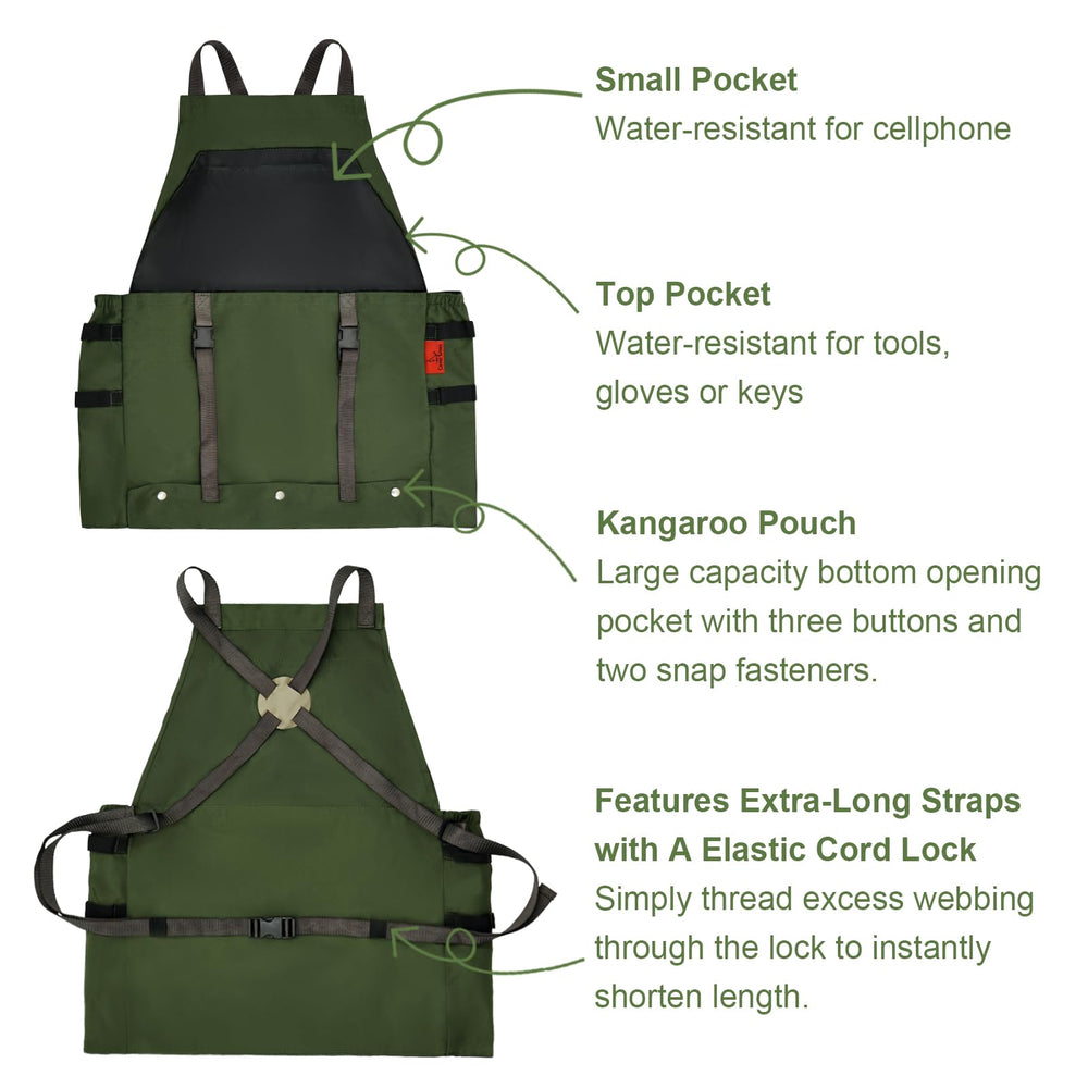 Cover Geny Gardening Apron displayed on a patio