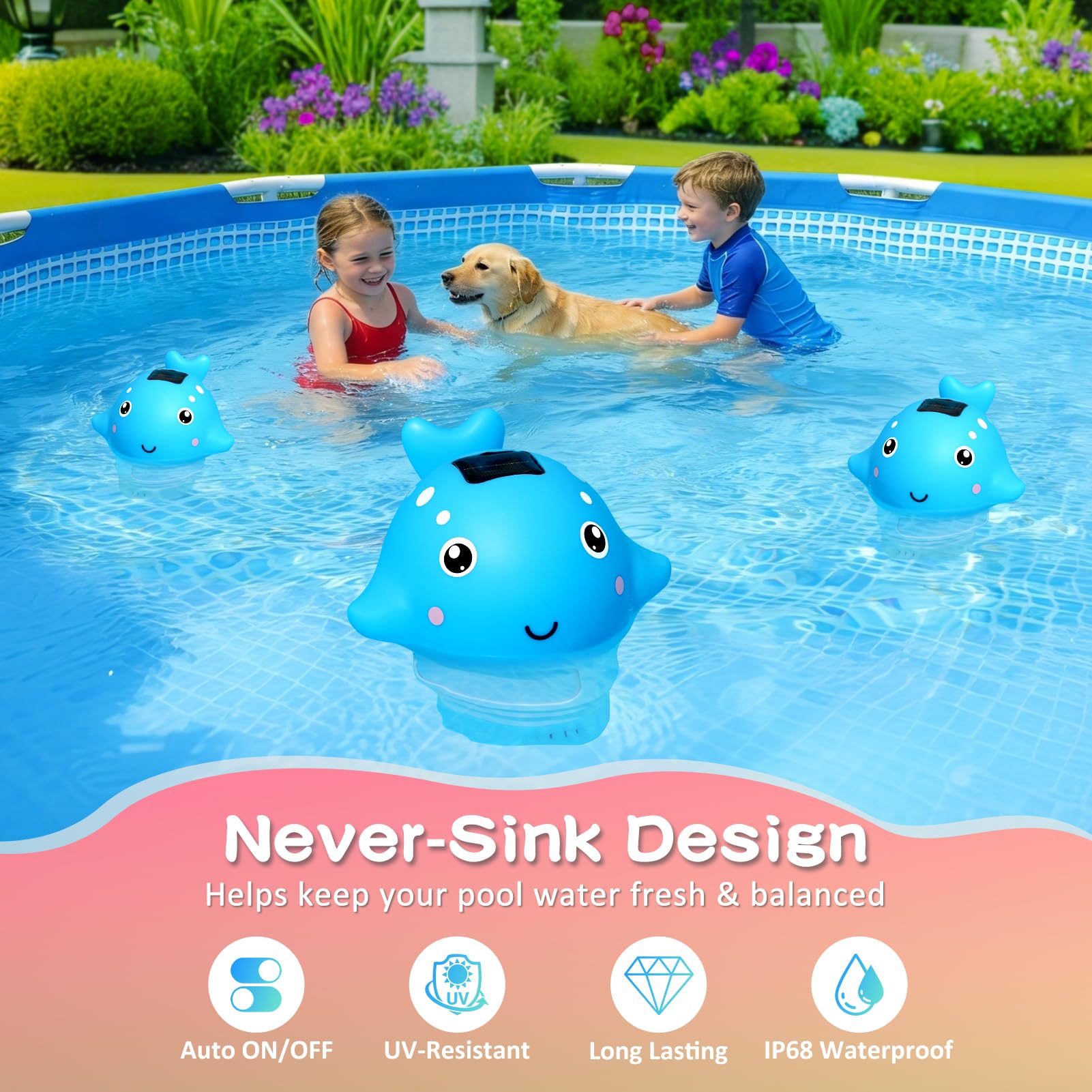 Covfirst Solar Pool Chlorine Floater demonstrating adjustable release feature