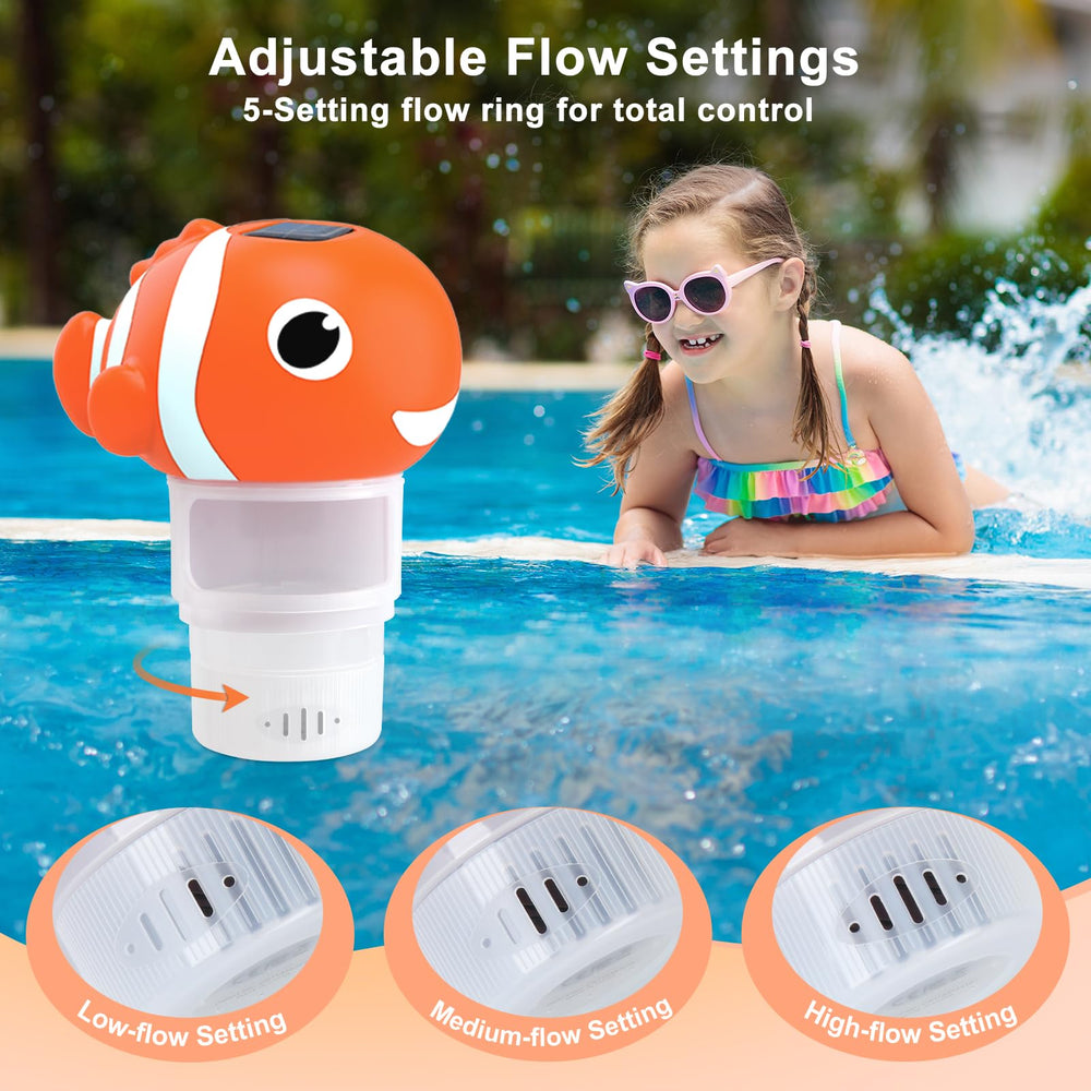 Covfirst Solar Pool Chlorine Floater floating in a pool