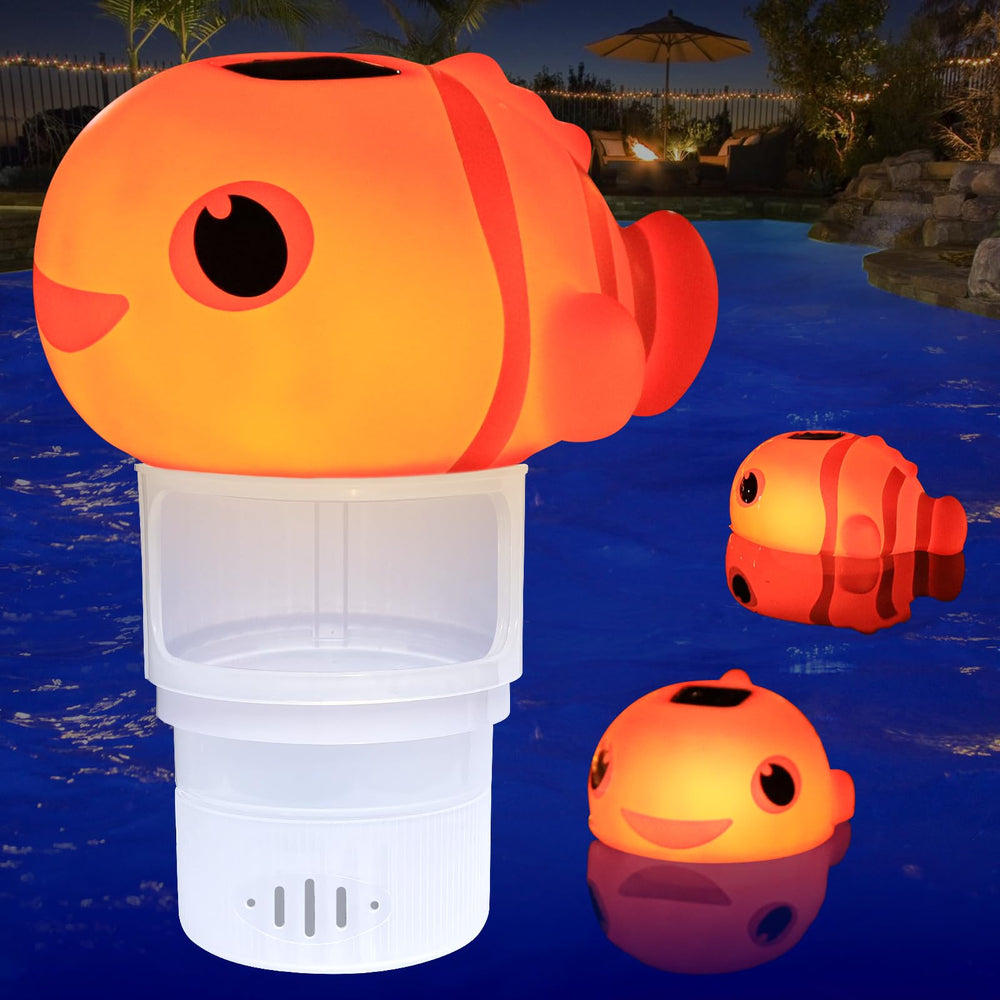Covfirst Solar Pool Chlorine Floater front view in orange