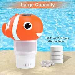Covfirst Solar Pool Chlorine Floater showing basket for chlorine tablets