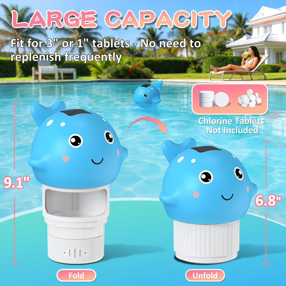 Covfirst Solar Pool Chlorine Floater top view with open section for tablets
