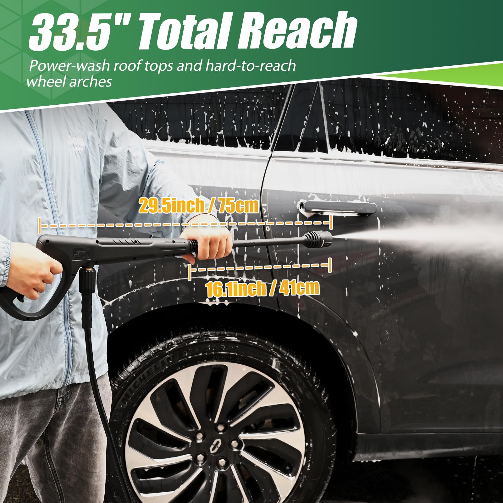 Coyardor Pressure Washer Gun Wand in use for cleaning driveways
