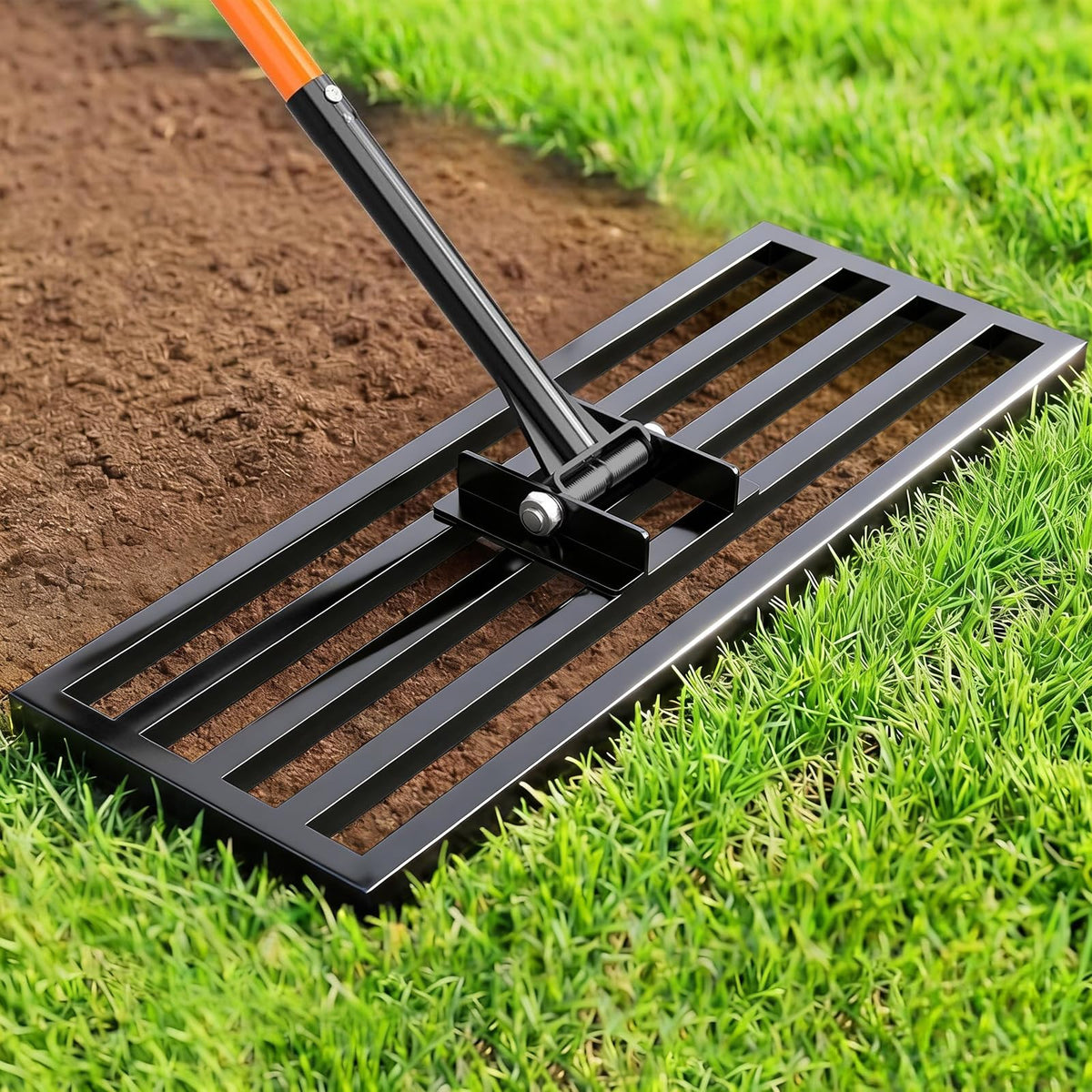 COZEER Leveling Rake 30" x 10" with 78" handle front view
