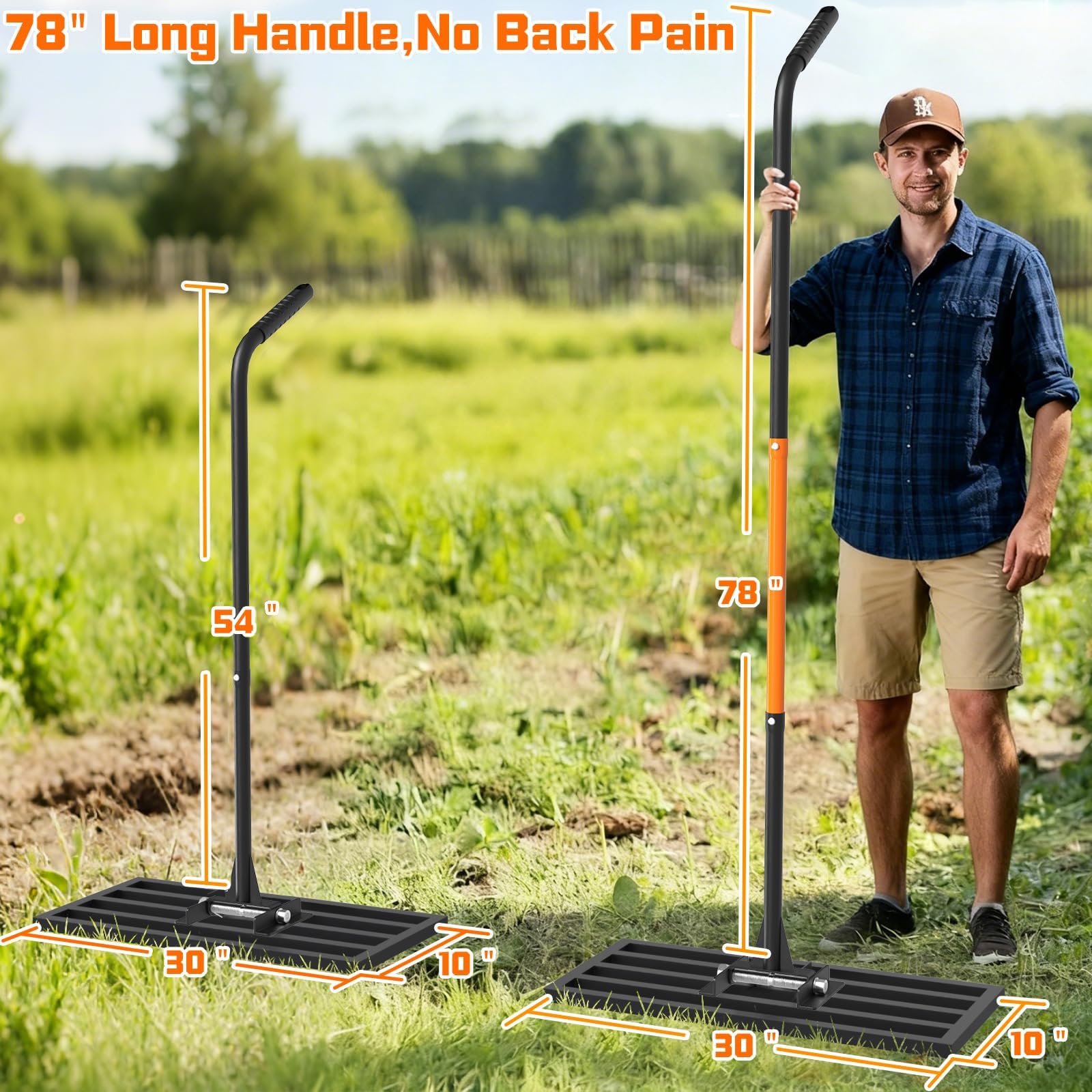 COZEER Leveling Rake side view showing stainless steel construction