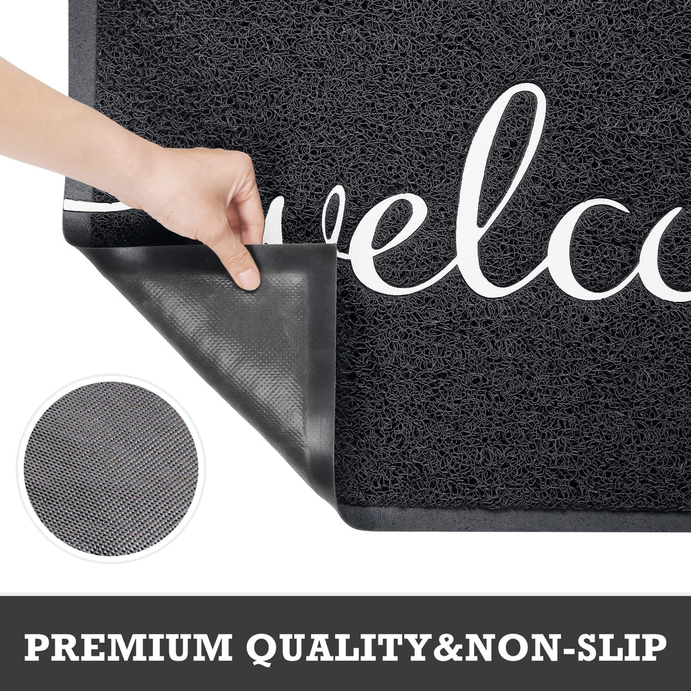CozyBounty black doormat on patio