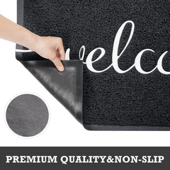 CozyBounty black doormat on patio