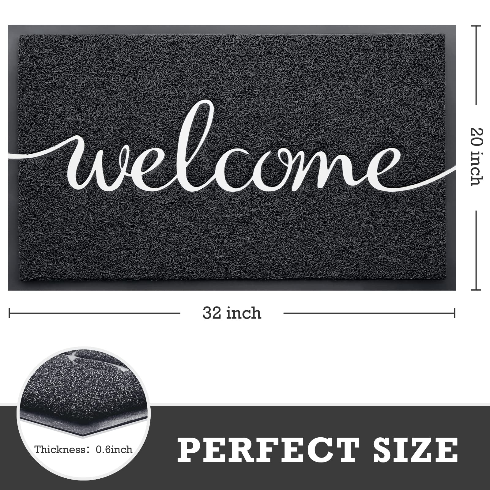 CozyBounty Black Welcome Doormat embossed design close-up