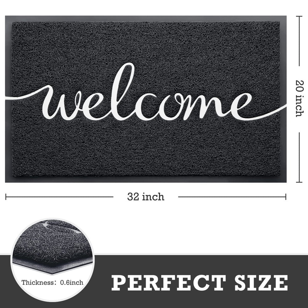 CozyBounty Black Welcome Doormat embossed design close-up